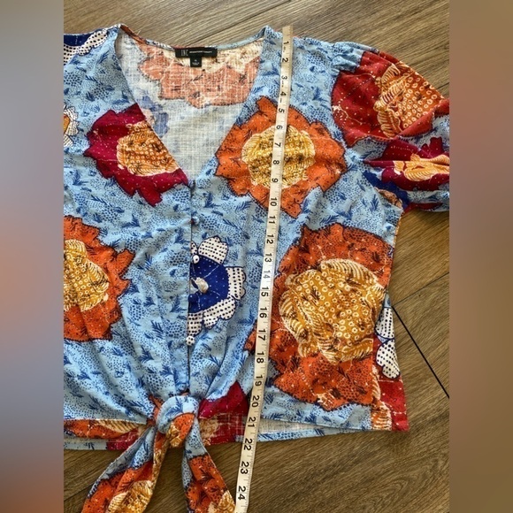 INC International Concepts Floral Print Button Down Puff Sleeve Shirt Women’s XL - Picture 7 of 10